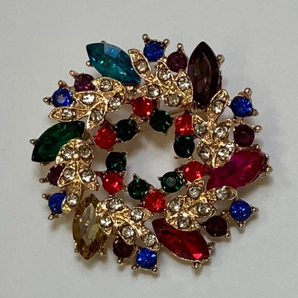 Multi Colored Wreath Brooch - Picture 3 of 6